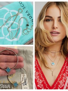 Scott Silver Necklace with Aqua Blue Drusy Pendant